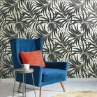 Wallpaper Designer Bali Tropical Palm Leaves  Black On White  60 Sq Ft