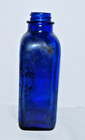 Vintage Cobalt Blue Glass Medicine Bottle 6  Rectangular Smooth Base Apothecary