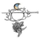 Viking Wolf Moon Hair Clips  Vintage Celti-c Knot Shawl Hairpins Retro Silver   