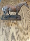 Antique Vintage Painted Cast Iron Horse On Wood Stand   Hubley 