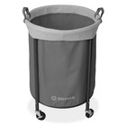 Commercial Heavy Duty Round Rolling Canvas Bin Laundry Hamper On Wheels  Gray