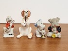 Ceramic Dog Figurines Japan Lot Of 4 Vintage Musical Instruments