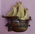 Vintage Sewing Figural Celluloid Tape Measure Sailing Boat Ship 1940 s