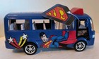 Dc Comics Superman Rare Blue Diecast Tour Bus 5  Pull Back Doors Open New 