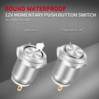 12mm Momentary Push Button Switch 12 Volt Waterproof Chrome Stai Color  Silver