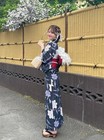 Japanese Summer Kimono Yukata Lily Black Yukata And Obi Set Women   s