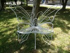 Metal Garden Bench Butterfly Chair Yard Garden Decor Antique Black white