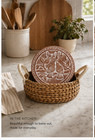 Handmade Terracotta Bread Warmer   Wicker Basket Lovebirds Oval Set