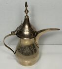 Islamic Antique Brass Dallah Middle Eastern Arabic Etched Coffee Pot 8 5 