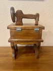 Vintage Country Sewing Machine Shaped Wooden Notions Thread Needle Storage Box