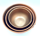 Vintage Copper Mixing Serving Bowls Set Of 3 Brass Ring Handles French Country