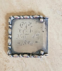 Rare Antique Victorian Sterling Silver Belt Buckle button Cover Engraved 1894