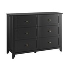 Modern 6 Drawer Wooden Double Dresser With Nickel Handles Bedroom Storage