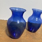 3 Vintage Cobalt Blue  Rim Sm  Glass Vase 5 5 