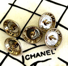 Chanel Vintage White Pearls Gold Metal Button 20mm  set Of 5 