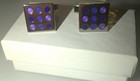 Estate Sale   Gorgeous D s  Sterling 925 Square Purple Dot Fixed Back Cufflinks