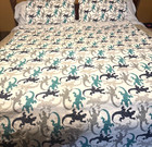 Pottery Barn Kids Gecko 4pc Twin Sheet Set Flat Fitted Sheets Standard Cases  2 