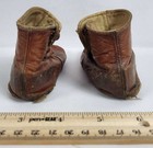 Original 19th Century Antique Baby   Toddler   Child Brown Leather Button Shoes