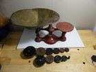 Antique Fairbanks Dry Goods Scale No  3 Red Paint Center Balance W 11 Weights