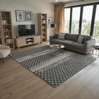 7x9 Gray Geometric Rug Washable Non-slip Stain-resistant Modern Carpet Area Rug