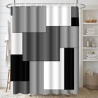 Geometric Gray Bathroom Set With Shower Curtain And Rugs Accessories Black