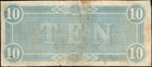 1864  10 Ten Dollar Confederate States Of America Note - Confederate Notes