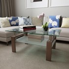 Rectangle Walnut Glass Coffee Table Clear Coffee Table Modern Side Center Tables