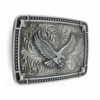 Soaring American Eagle Floral Belt Buckle Antique Silver Tone Fits 1 5  Belts