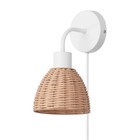 Briar 1-light Matte White Plug-in Or Hardwire Wall Sconce With Rattan Shade