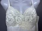 Vintage Sears Full Slip Womens Small White Lace Satin Adjustable Nylon Lingerie
