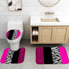 4pcs Leopard Print Shower Curtain Set With Rug  Toilet Lid Cover And Bath Mat  P