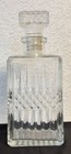 Vintage Diamond Pattern Glass Liquor Bottle Decanter With Glass Stopper