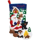 Felt Stocking Applique Kit  18   Santa Black Bear Cabin