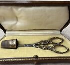 French Antique Etui Sterling gold Gilt Sewing Scissors And Thimble