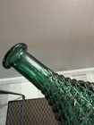 Vintage 20    Forest Green Italian Empoli Genie Bottle Diamond Cut Glass Decanter