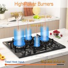 Black 24in Gas Cooktop - Built-in Dual Fuel Natural Gas   Propane Stove 4 Burner