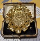 Vintage Style Large Goldtone Oval Misty Irridescent Holographic Mermaid Brooch 