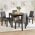 5 Piece Dining Table Set Wooden Dining Table With 4 Upholstered Chair Light Gray