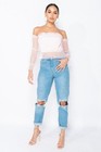 Women s High Waist Ripped Boyfriend Jeans Loose Denim Casual Pants Trousers