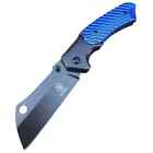 8  Buckshot Blue Cleaver Razor Spring Assisted Open Folding Pocket Knife Edc