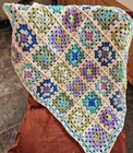 Baby Girl Blanket Crochet Hand Made Granny Square 100  Cotton 80cm X 55cm