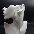 Federico Jimenez Sterling 925 Green Turquoise Outside Inlay 2 25  Hoop Earrings