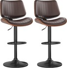 Pre-owned Adjustable Swivel Bar Stools Set Of 2  Pu Leather Wood Back Chairs For
