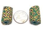 2 Antique Venetian Green Core Multi Color Millefiori  African Glass Trade Beads
