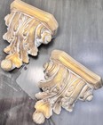 Heavy Vintage Ornate Plaster Corbels Wall Shelf Acanthus Leaf Antique Gold