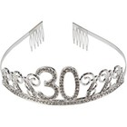 Rhinestone Queen Tiara With Dirty Thirty Satin Sash Decoration For 30th Birthday