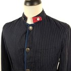 Luis Trenker Janker Mens 48 Blue White Striped Slim Fit Summer Jacket Lightweight