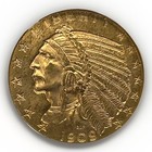 1909 D Gold Us  5 Dollar Indian Head Half Eagle Coin Ngc Mint State 63