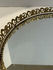 Vintage Oval Vanity Mirror Perfume Tray 16x12 Ornate Gold Filigree