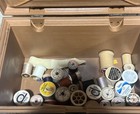 Vintage Wilson Wil-hold Brown Sewing Box Basket Trays Buttons Thread Much More